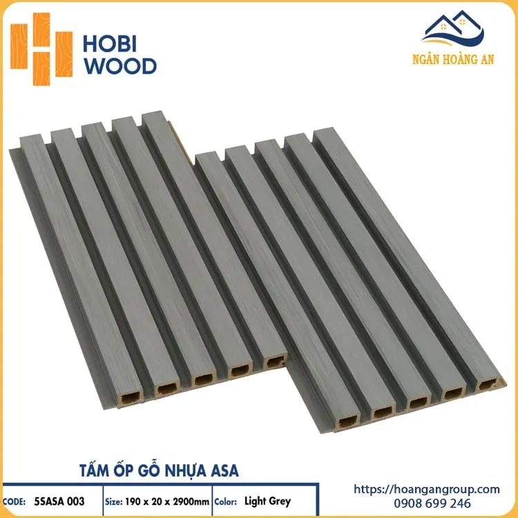 Tấm Ốp Lam Sóng Ngoài Trời Phủ ASA Hobiwood 5SASA 003 Light Grey Tấm Ốp Lam Sóng Ngoài Trời Phủ ASA Hobiwood 5SASA 003 Light Grey